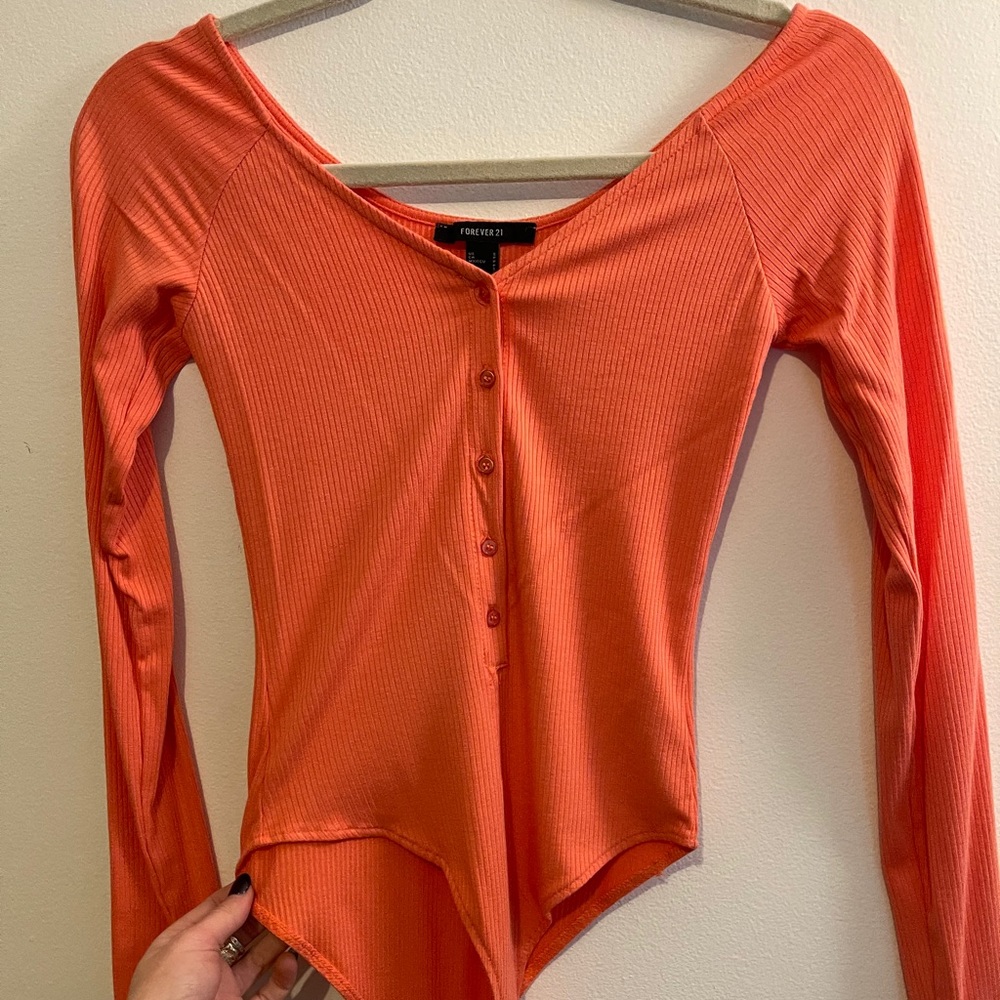 Forever 21 Orange Ribbed Bodysuit